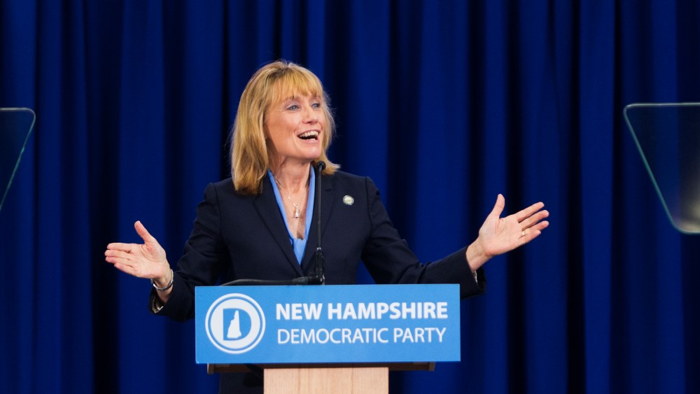 N.H. Gov. Maggie Hassan talks on stage during the New Hampshire Democratic Party Convention at the Verizon Wireless Center on Sept. 19, 2015 in Manchester, N.H. (Photo by Scott Eisen/Getty)