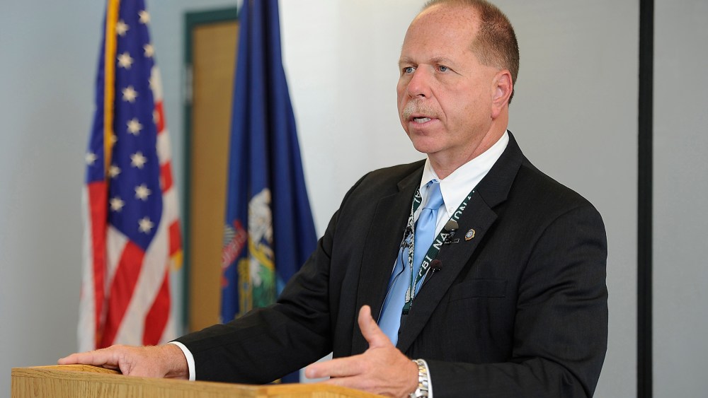 Cumberland County Sheriff Kevin Joyce addresses a contentious new policy at the Portland jail that requires female attorneys to remove their underwire bras to meet with their inmate clients. (Photo by Gordon Chibroski/Portland Press Herald/Getty)