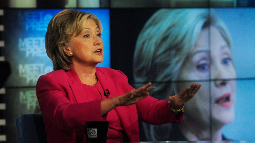 Democratic presidential candidate and former Secretary of State Hillary Clinton appears on "Meet the Press" in Washington, D.C., Sept. 27, 2015. (Photo by William B. Plowman/NBC/NBC NewsWire/Getty)