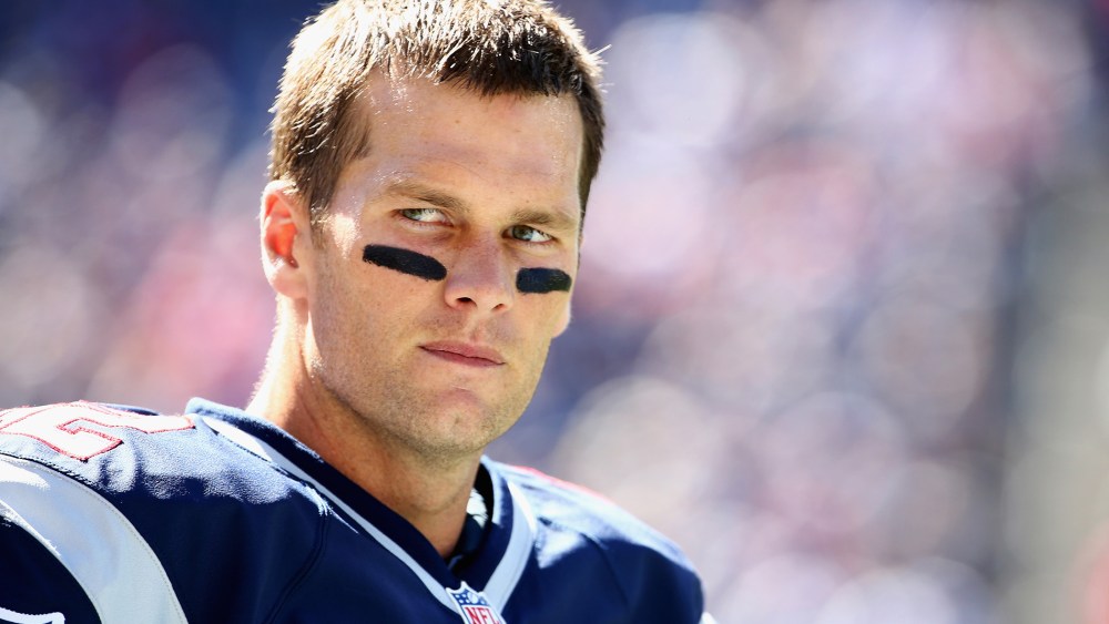 Tom Brady #12 of the New England Patriots looks on during the first quarter against the Jacksonville Jaguars at Gillette Stadium on Sept. 27, 2015 in Foxboro, Mass. (Photo by Maddie Meyer/Getty)