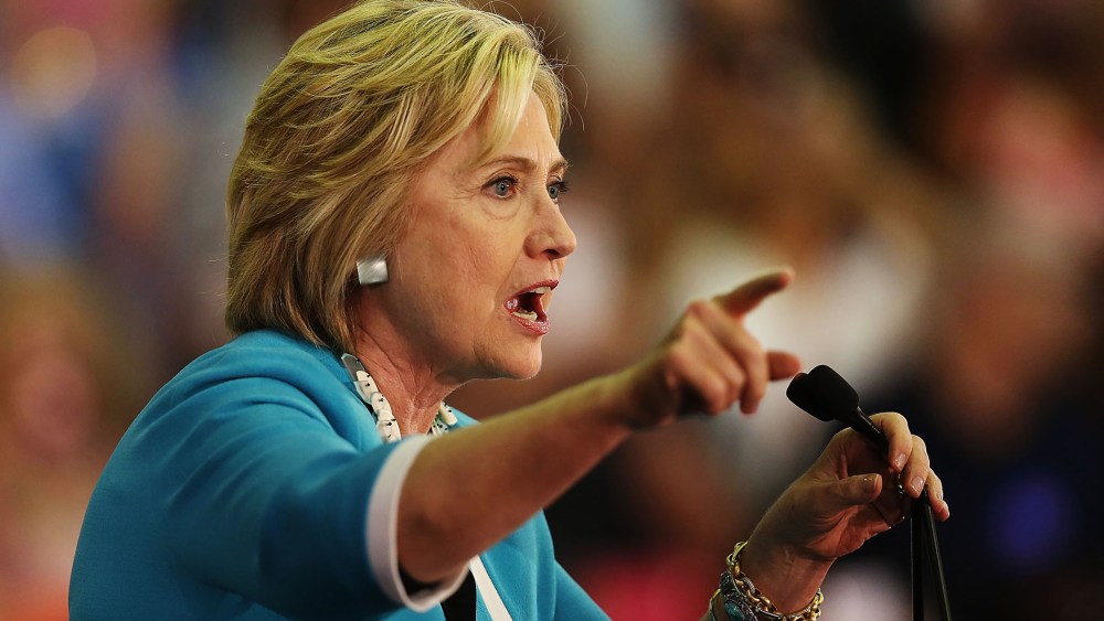 Democratic presidential candidate Hillary Clinton speaks during her campaign stop at the Broward College Hugh Adams Central Campus on Oct. 2, 2015 in Davie, Fla. (Photo by Joe Raedle/Getty)