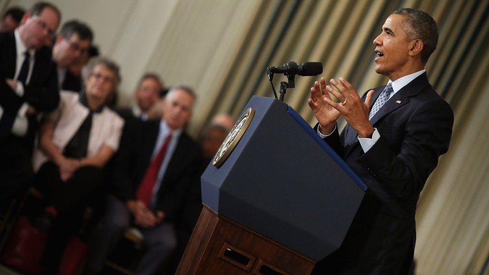 U.S. President Barack Obama holds a news conference in the State Dining Room at the White House Oct. 2, 2015 in Washington, DC. (Photo by Chip Somodevilla/Getty)