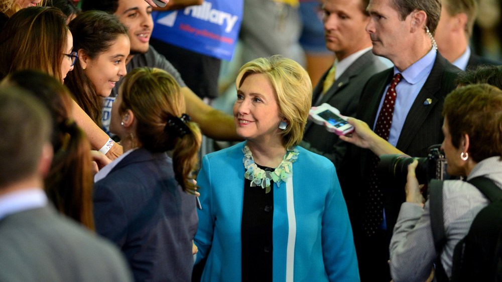 Hillary Clinton speaks at Broward College on Oct. 2, 2015 in Davie, Fl. (Photo by Johnny Louis/FilmMagic/Getty)
