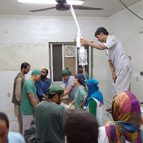 Doctors Without Borders (MSF) staff are seen during a surgery after a U.S. airstrike on MSF hospital in Kunduz, Afghanistan on Oct. 03, 2015. (Photo by MSF/Pool/Anadolu Agency/Getty)