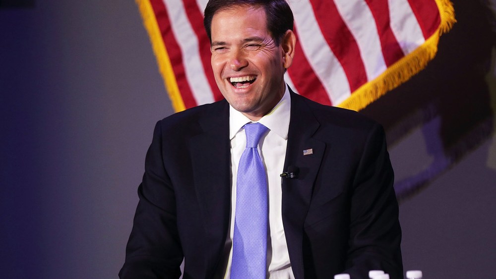 Republican presidential candidate, Sen. Marco Rubio (R-FL) speaks at Civic Hall about the "sharing economy" on Oct. 6, 2015 in New York City. (Photo by Spencer Platt/Getty)