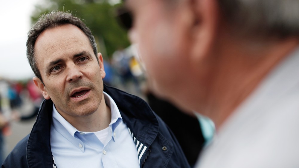 Matt Bevin talks with voters on May 17, 2014 in Fountain Run, Ky. (Photo by Win McNamee/Getty)