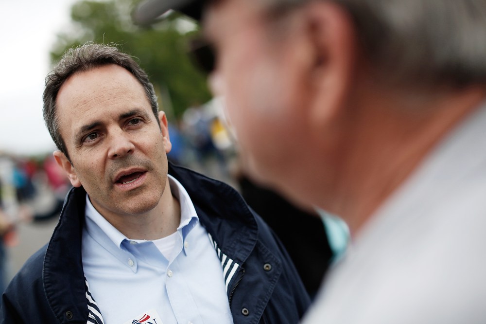 Matt Bevin talks with voters on May 17, 2014 in Fountain Run, Ky. (Photo by Win McNamee/Getty)