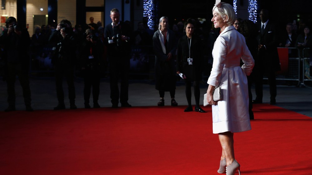 Actress Helen Mirren attends the "Trumbo" premiere during the BFI London Film Festival at the Odeon Leicester Square on Oct. 8, 2015 in London, England. (Photo by Tristan Fewings/BFI/Getty)