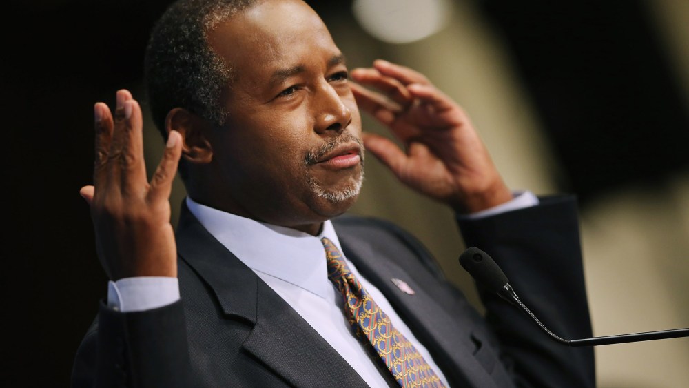 Republican presidential candidate Dr. Ben Carson addresses the National Press Club Newsmakers Luncheon Oct. 9, 2015 in Washington, DC. (Photo by Chip Somodevilla/Getty)