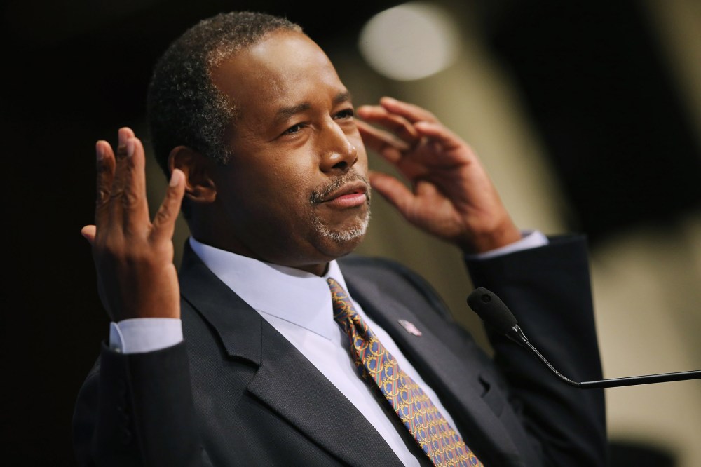 Republican presidential candidate Dr. Ben Carson addresses the National Press Club Newsmakers Luncheon Oct. 9, 2015 in Washington, DC. (Photo by Chip Somodevilla/Getty)