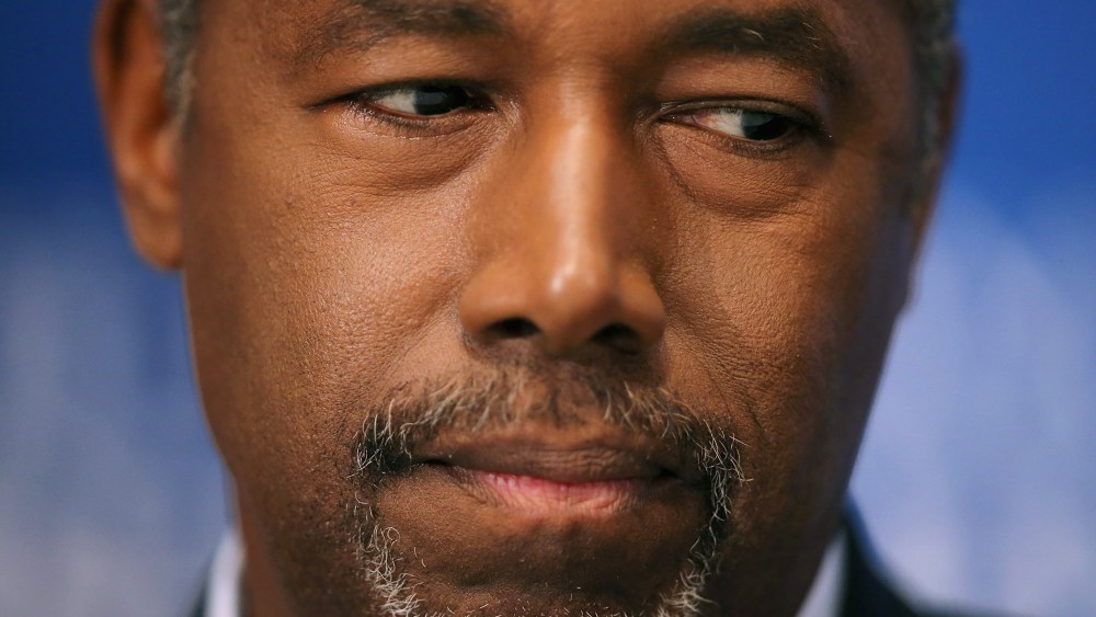 Republican presidential candidate Dr. Ben Carson addresses the National Press Club Newsmakers Luncheon Oct. 9, 2015 in Washington, DC. (Photo by Chip Somodevilla/Getty)
