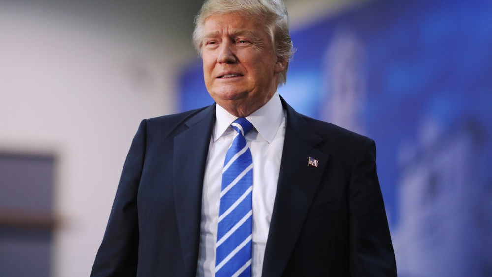 Republican presidential candidate and front-runner Donald Trump arrives at a campaign rally at the Richmond International Raceway Oct. 14, 2015 in Richmond, Va. (Photo by Chip Somodevilla/Getty)