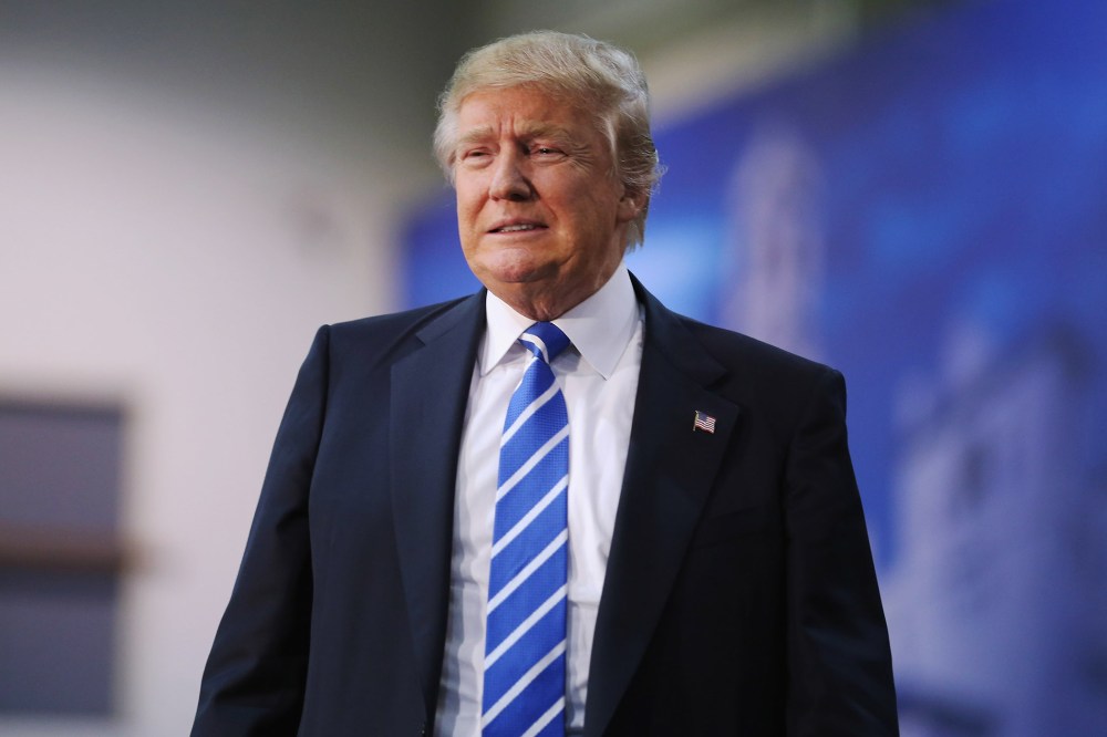 Republican presidential candidate and front-runner Donald Trump arrives at a campaign rally at the Richmond International Raceway Oct. 14, 2015 in Richmond, Va. (Photo by Chip Somodevilla/Getty)