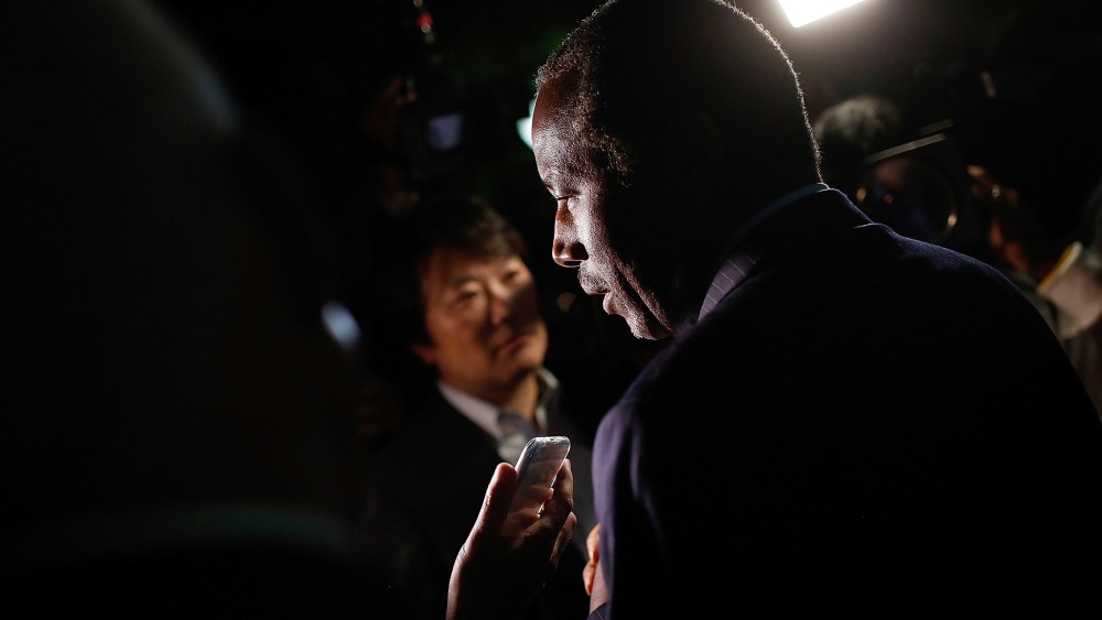 Republican presidential candidate Dr. Ben Carson answers questions from members of the press, Oct. 16, 2015 in Alexandria, Va. (Photo by Win McNamee/Getty)