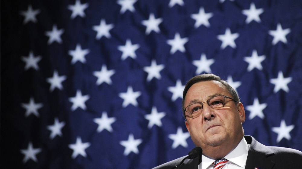 Governor Paul LePage speaks during the Republican Party State Convention, May 6, 2012. (Photo by Shawn Patrick Ouellette/Portland Press Herald/Getty)