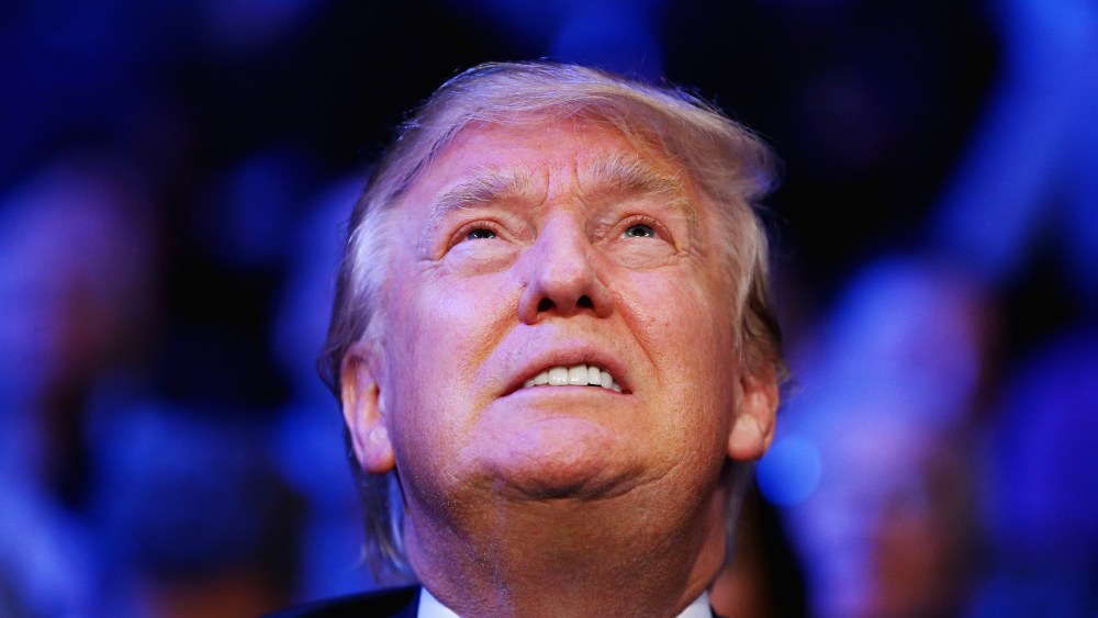 Presidential candidate Donald Trump gazes up during a boxing match at Madison Square Garden on Oct. 17, 2015 in New York City. (Photo by Al Bello/Getty)