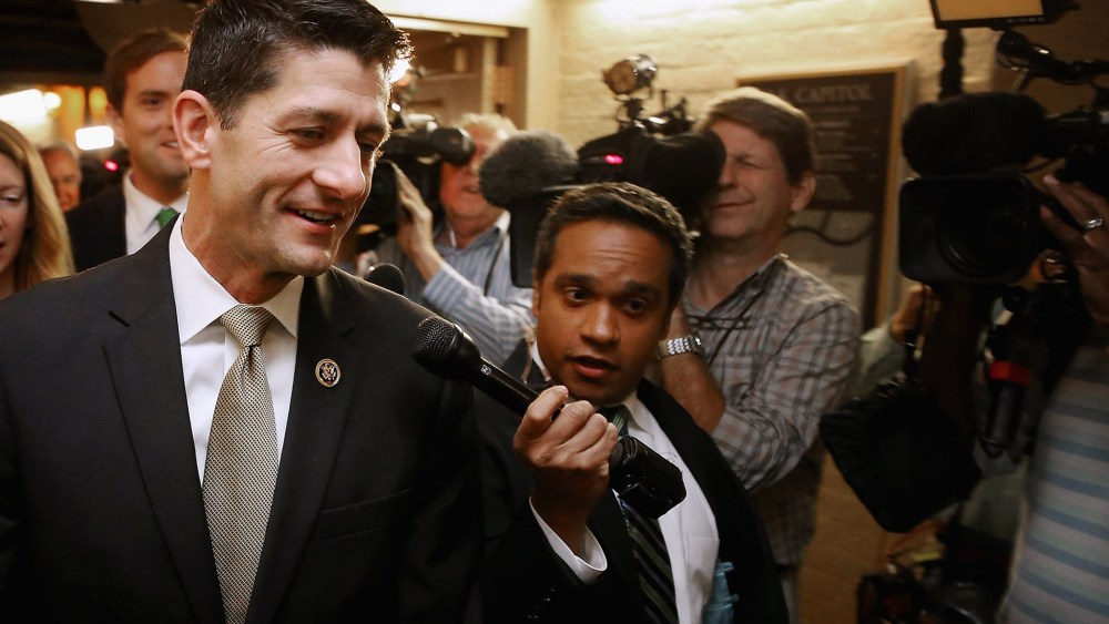 House Ways and Means Committee Chairman Paul Ryan (R-WI) arrives for a House Republican caucus meeting in the U.S. Capitol on Oct. 21, 2015 in Washington, DC. (Photo by Chip Somodevilla/Getty)