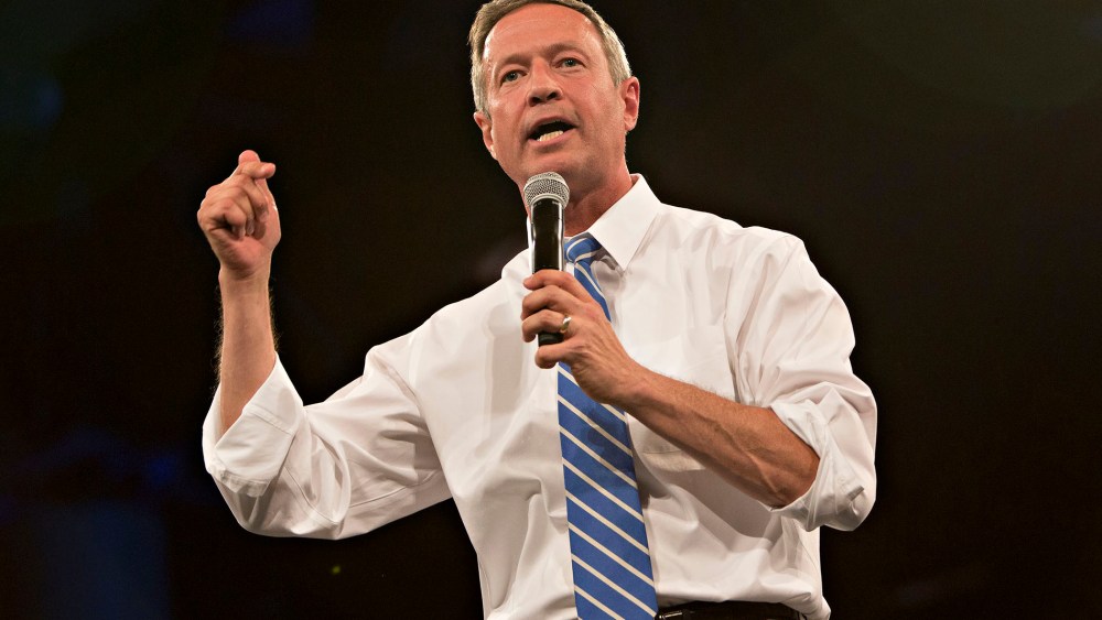 Democratic presidential candidate Martin O'Malley speaks during the Jefferson-Jackson Dinner in Des Moines, Iowa, on Oct. 24, 2015. (Photo by Daniel Acker/Bloomberg/Getty)