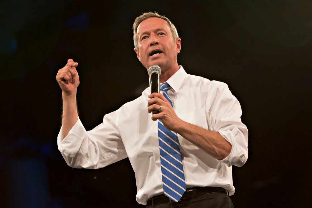 Democratic presidential candidate Martin O'Malley speaks during the Jefferson-Jackson Dinner in Des Moines, Iowa, on Oct. 24, 2015. (Photo by Daniel Acker/Bloomberg/Getty)