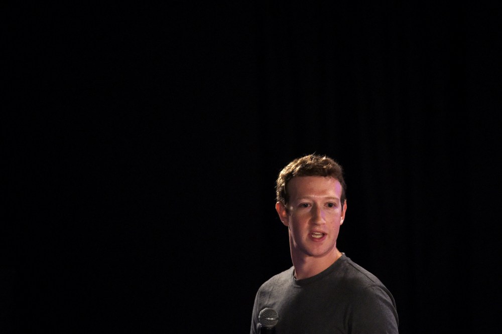 Facebook chief executive and founder Mark Zuckerberg speaks during a 'town-hall' meeting at the Indian Institute of Technology (IIT) in New Delhi, Oct. 28, 2015. (Photo by Money Sharma/AFP/Getty)