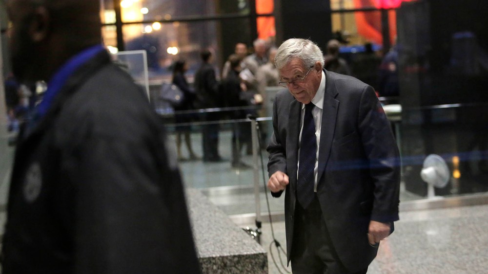 Former Republican Speaker of the House Dennis Hastert arrives for his plea deal at the Dirksen Federal Courthouse on Oct. 28, 2015 in Chicago, Ill. (Photo by Joshua Lott/Getty)
