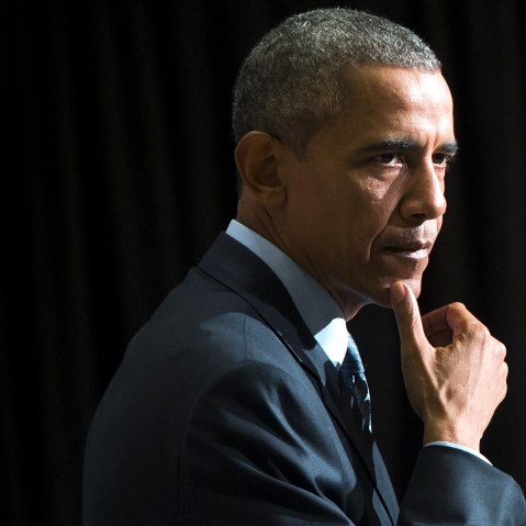 President Barack Obama speaks about the re-entry process for formerly incarcerated individuals and related programs at the Center for Law and Justice at Rutgers University in Newark, N.J., on Nov. 2, 2015. (Photo by Saul Loeb/AFP/Getty)