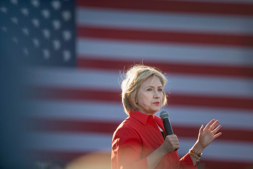 Democratic presidential candidate Hillary Clinton speaks to guests at a campaign event on Nov. 3, 2015 in Coralville, Iowa. (Photo by Scott Olson/Getty)
