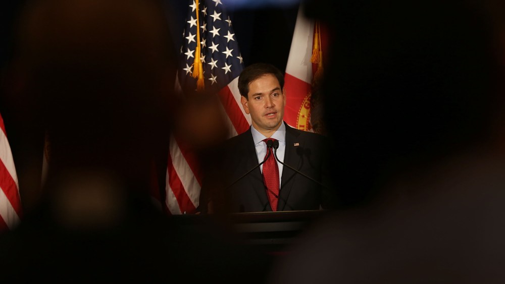 Republican presidential candidate Sen. Marco Rubio (R-FL) speaks to the media as he attends the Sunshine Summit conference on Nov. 13, 2015 in Orlando, Fla. (Photo by Joe Raedle/Getty)