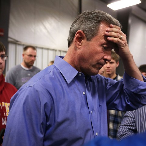 Democratic presidential candidate Martin O'Malley greets Iowans during the Central Iowa Democrats fall barbecue Nov. 15, 2015 at Iowa State University in Ames, Iowa. (Photo by Alex Wong/Getty)