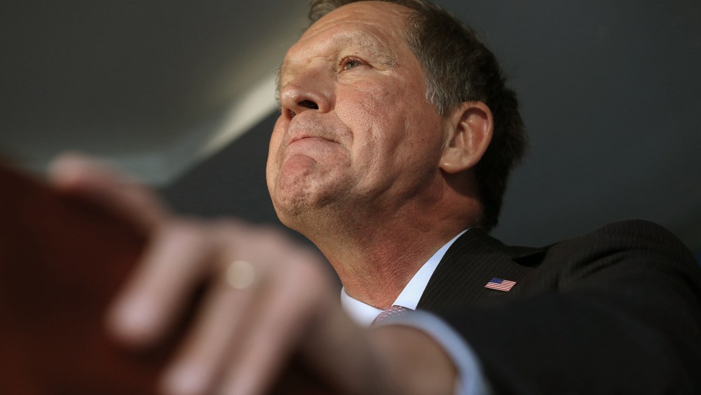 Republican presidential candidate Gov. John Kasich (R-OH), answers questions after delivering remarks at the National Press Club, Nov. 17, 2015 in Washington, DC. (Photo by Win McNamee/Getty)