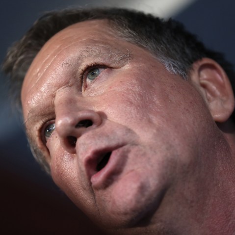 Republican presidential candidate Gov. John Kasich (R-OH), speaks at the National Press Club, Nov. 17, 2015 in Washington, DC. (Photo by Win McNamee/Getty)