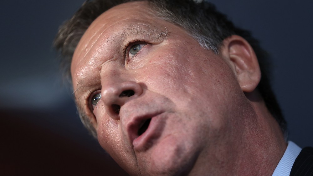 Republican presidential candidate Gov. John Kasich (R-OH), speaks at the National Press Club, Nov. 17, 2015 in Washington, DC. (Photo by Win McNamee/Getty)
