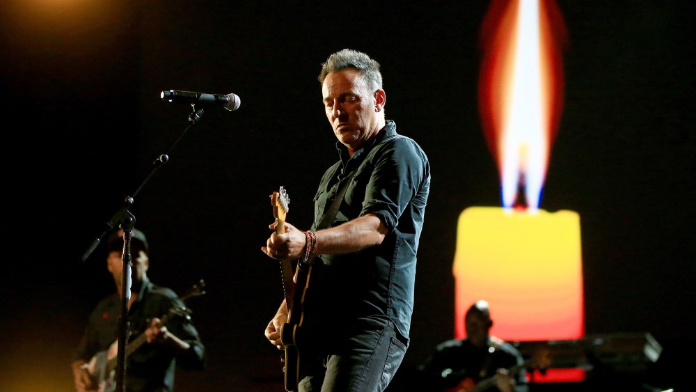 Recording artist Bruce Springsteen performs onstage at A+E Networks "Shining A Light" concert at The Shrine Auditorium on Nov. 18, 2015 in Los Angeles, Calif. (Photo by Christopher Polk/Getty)