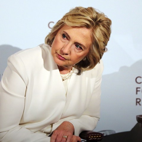 Former Secretary of State Hillary Clinton takes questions after a speech at the Council on Foreign Relations on Nov. 19, 2015 in New York City. (Photo by Spencer Platt/Getty)