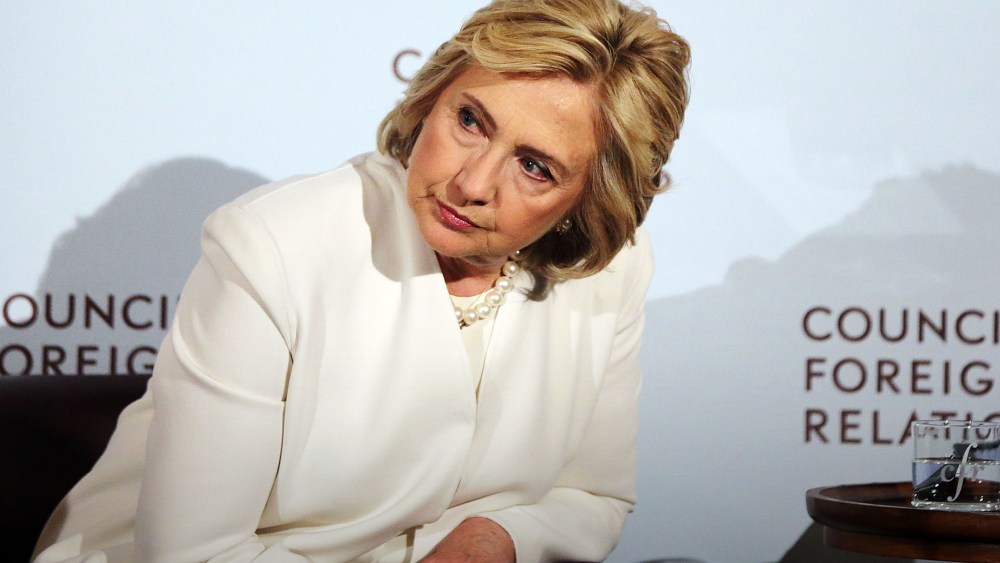 Former Secretary of State Hillary Clinton takes questions after a speech at the Council on Foreign Relations on Nov. 19, 2015 in New York City. (Photo by Spencer Platt/Getty)