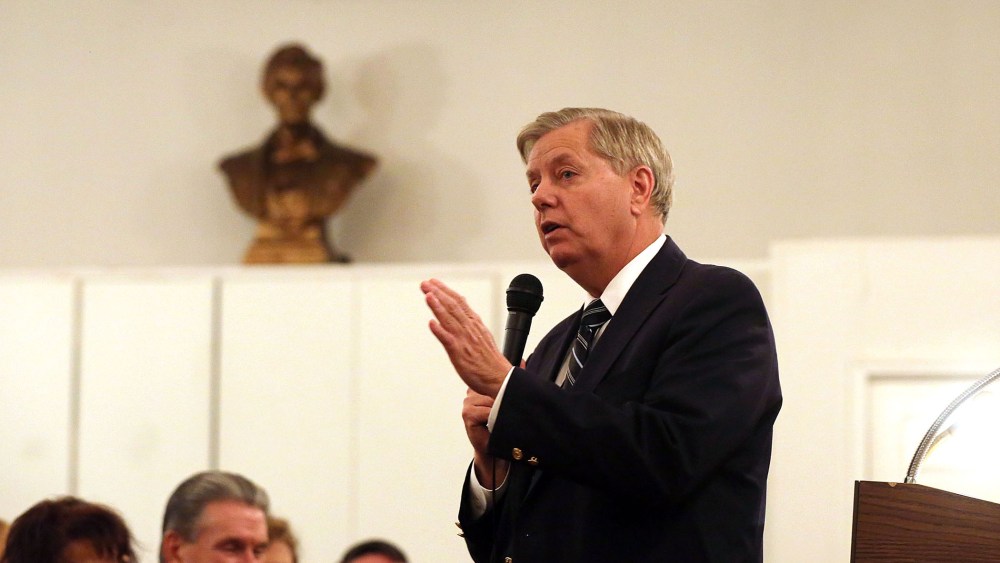 Republican Presidential Candidate Lindsey Graham speaks about the threat America faces from radical islamic movements at the Metropolitan Republican Club on Nov. 19, 2015 in New York City. (Photo by Spencer Platt/Getty)