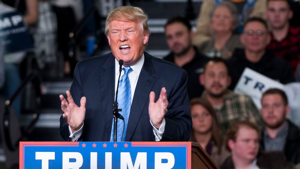 Republican presidential candidate Donald Trump addresses supporters during a campaign rally at the Greater Columbus Convention Center on Nov. 23, 2015 in Columbus, Ohio. (Photo by Ty Wright/Getty)