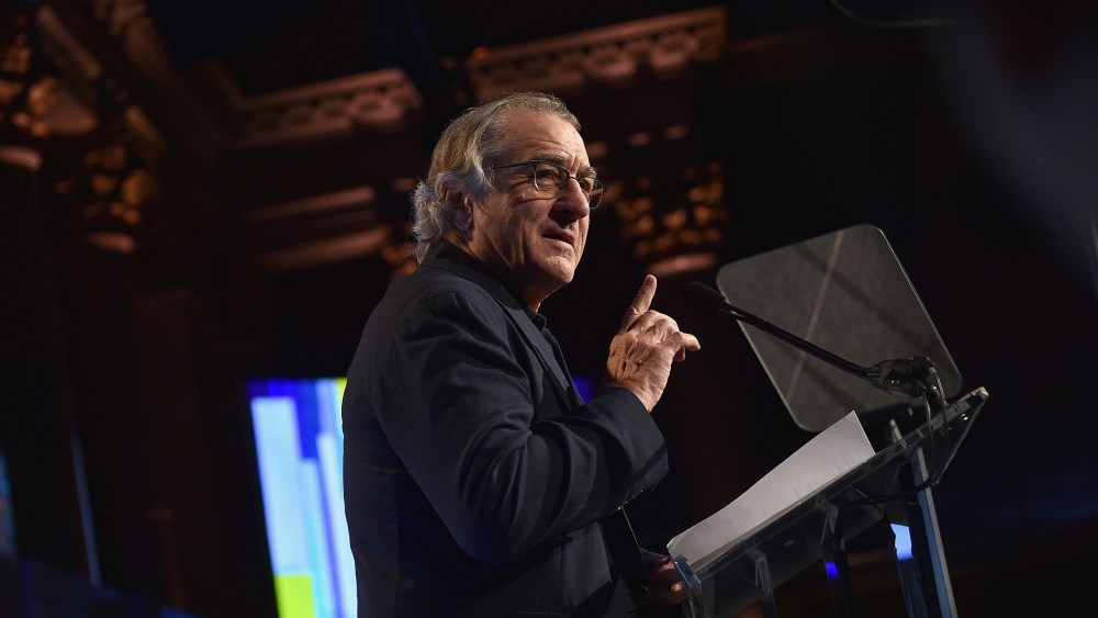 Robert De Niro speaks onstage during an event on Nov. 30, 2015 in New York, N.Y. (Photo by Larry Busacca/Getty for IFP)