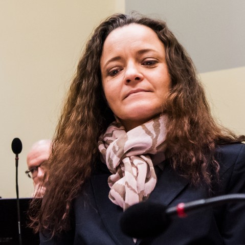 Beate Zschaepe, the main defendant in the NSU neo-Nazi murder trial waits for day 249 of the trial to start at the Oberlandgericht courthouse on Dec. 9, 2015 in Munich, Germany. (Photo by Joerg Koch/Getty)