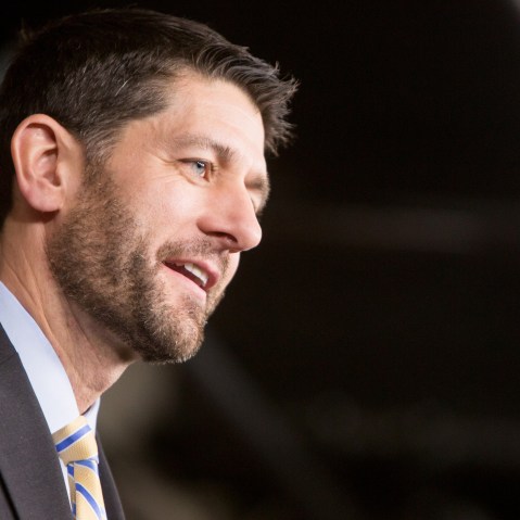 House Speaker Paul Ryan (R-WI) holds his weekly press briefing on Capitol Hill on Dec. 10, 2015 in Washington, D.C. (Photo by Allison Shelley/Getty)