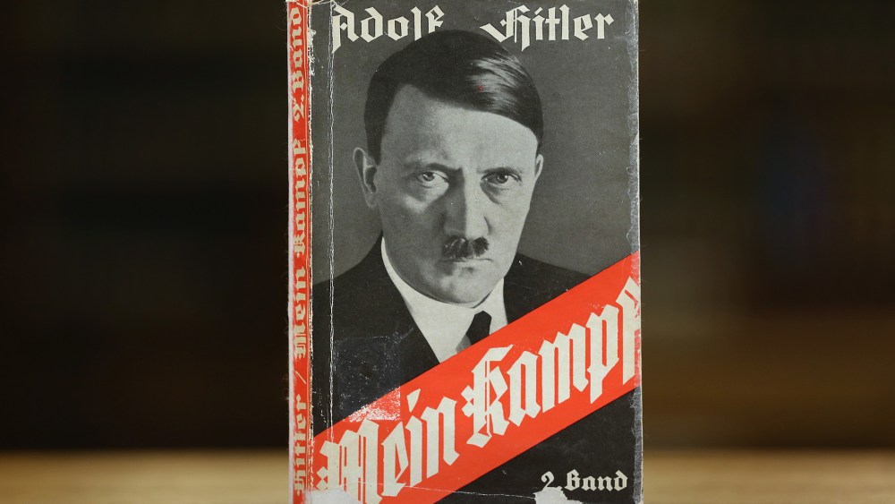A 1941 edition of Adolf Hitler's "Mein Kampf" stands at the library of the Deutsches Historisches Museum (German Historical Museum) on Dec. 15, 2015 in Berlin, Germany. Its copyright expired and has entered public domain. (Photo by Sean Gallup/Getty)