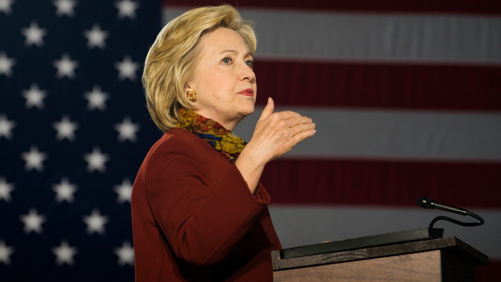Democratic presidential candidate Hillary Clinton speaks at the University of Minnesota on Dec. 15, 2015 in Minneapolis, Minn. (Photo by Stephen Maturen/Getty)