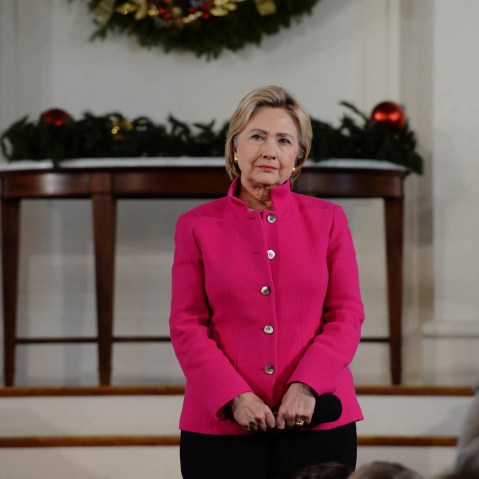 Democratic Presidential candidate Hillary Clinton listens to a question at South Church Dec. 29, 2015 in Portsmouth, N.H. (Photo by Darren McCollester/Getty)