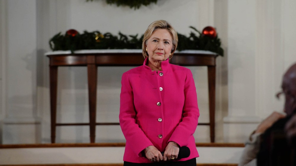 Democratic Presidential candidate Hillary Clinton listens to a question at South Church Dec. 29, 2015 in Portsmouth, N.H. (Photo by Darren McCollester/Getty)