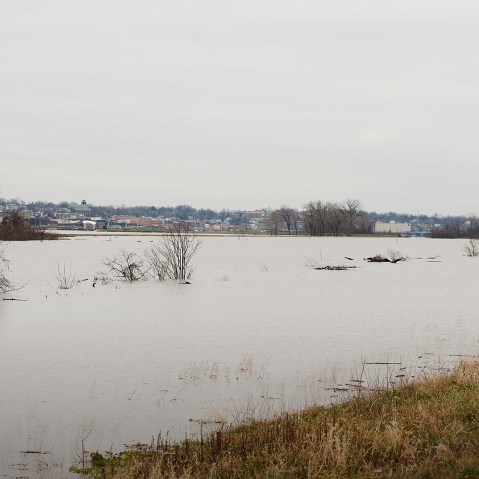 US Highway 67 is completely submerged on Dec. 29, 2015 in West Alton, Mo. (Photo by Michael B. Thomas/Getty)