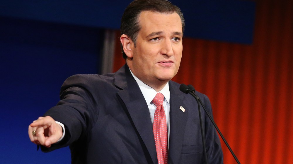 Republican presidential candidate Sen. Ted Cruz (R-TX) participates in the sixth Republican presidential debate on Jan. 14, 2016 in North Charleston, S.C. (Photo by Scott Olson/Getty)