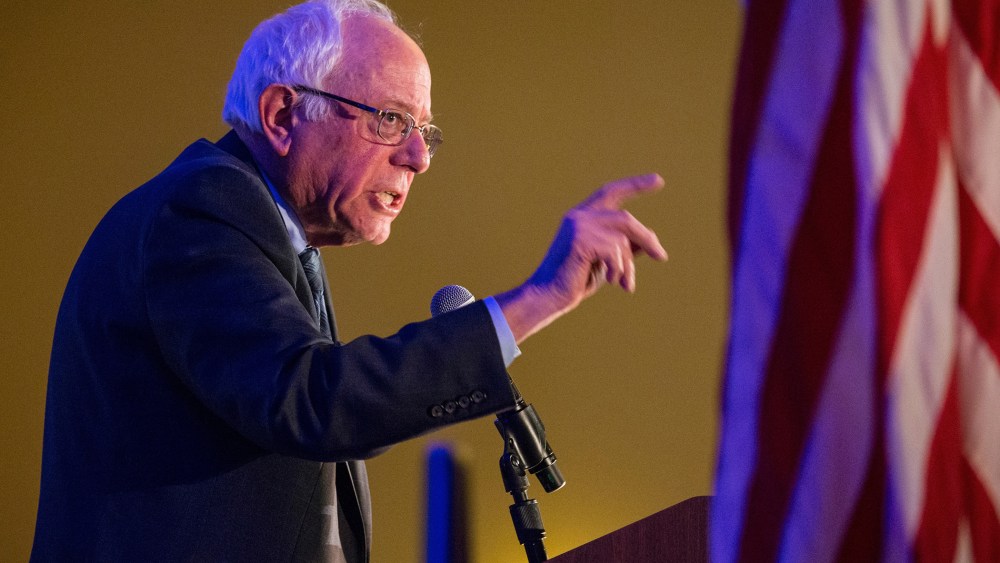 Democratic presidential hopeful Sen. Bernie Sanders (I-VT) speaks at the "First in the South" Dinner on Jan. 16, 2016 in Charleston, S.C. (Photo by Andrew Burton/Getty)