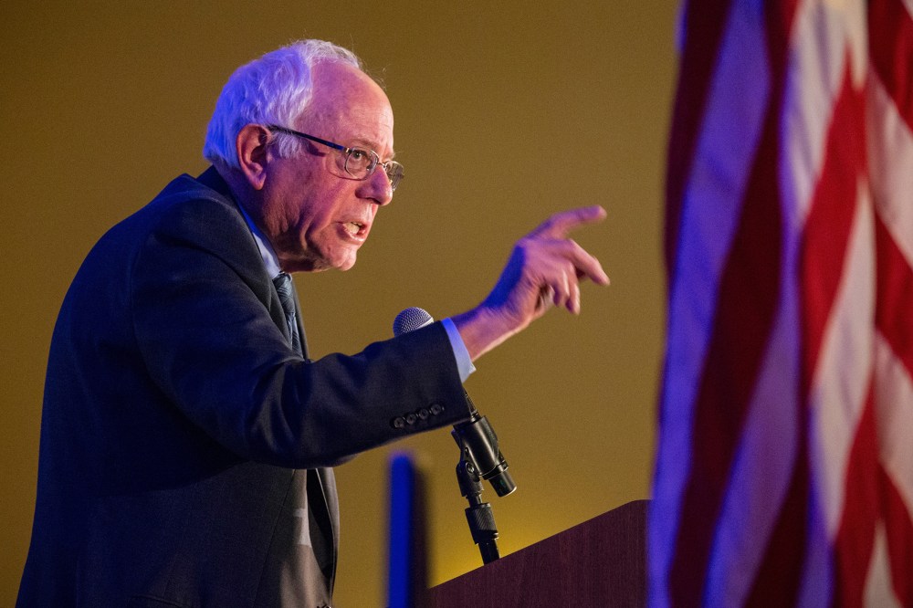 Democratic presidential hopeful Sen. Bernie Sanders (I-VT) speaks at the "First in the South" Dinner on Jan. 16, 2016 in Charleston, S.C. (Photo by Andrew Burton/Getty)
