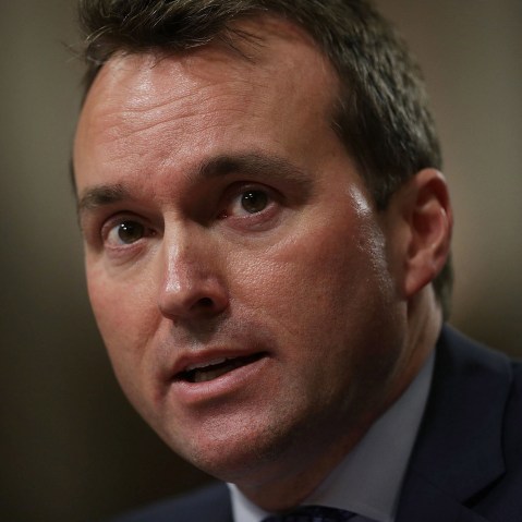 Acting U.S. Secretary of the Army Eric Fanning testifies during his confirmation hearing January 21, 2016 on Capitol Hill in Washington, DC. If confirmed, Fanning will become the first openly gay Army Secretary. (Photo by Alex Wong/Getty)