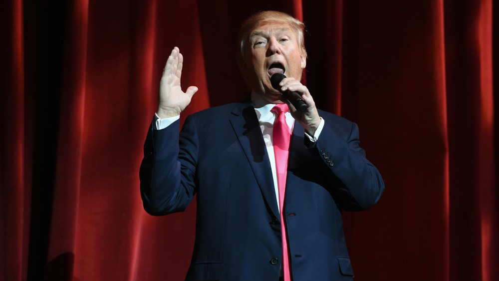 Republican presidential candidate Donald Trump speaks during the Outdoor Channel and Sportsman Channel's 16th annual Outdoor Sportsman Awards in Las Vegas, Jan. 21, 2016. (Photo by Ethan Miller/Getty)